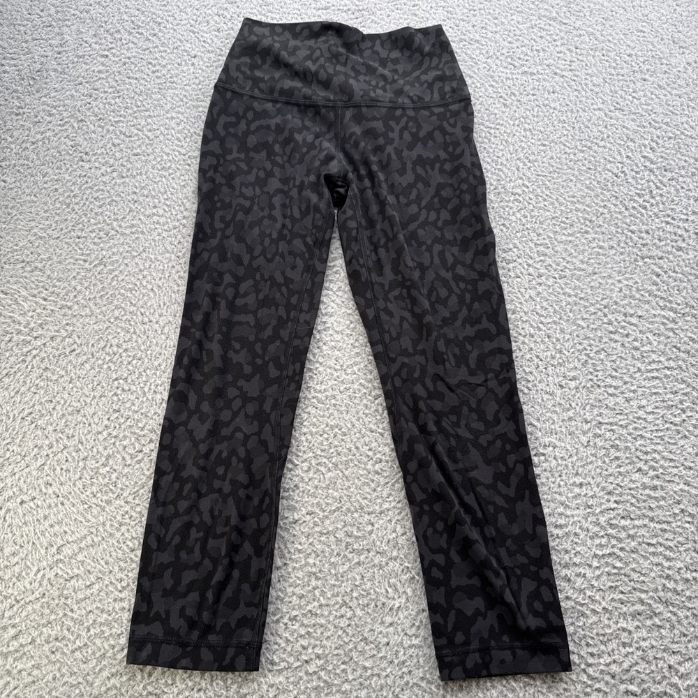 Lululemon Leggings Women Size 4 Black Good Align High Waist Camo Yoga Pants